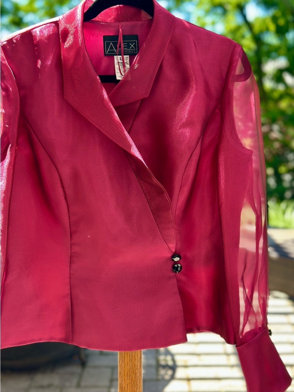 Alex Evenings Shimmer Organza Jacket or Top Raspberry Pink Evening Mother Bride - Picture 2 of 15